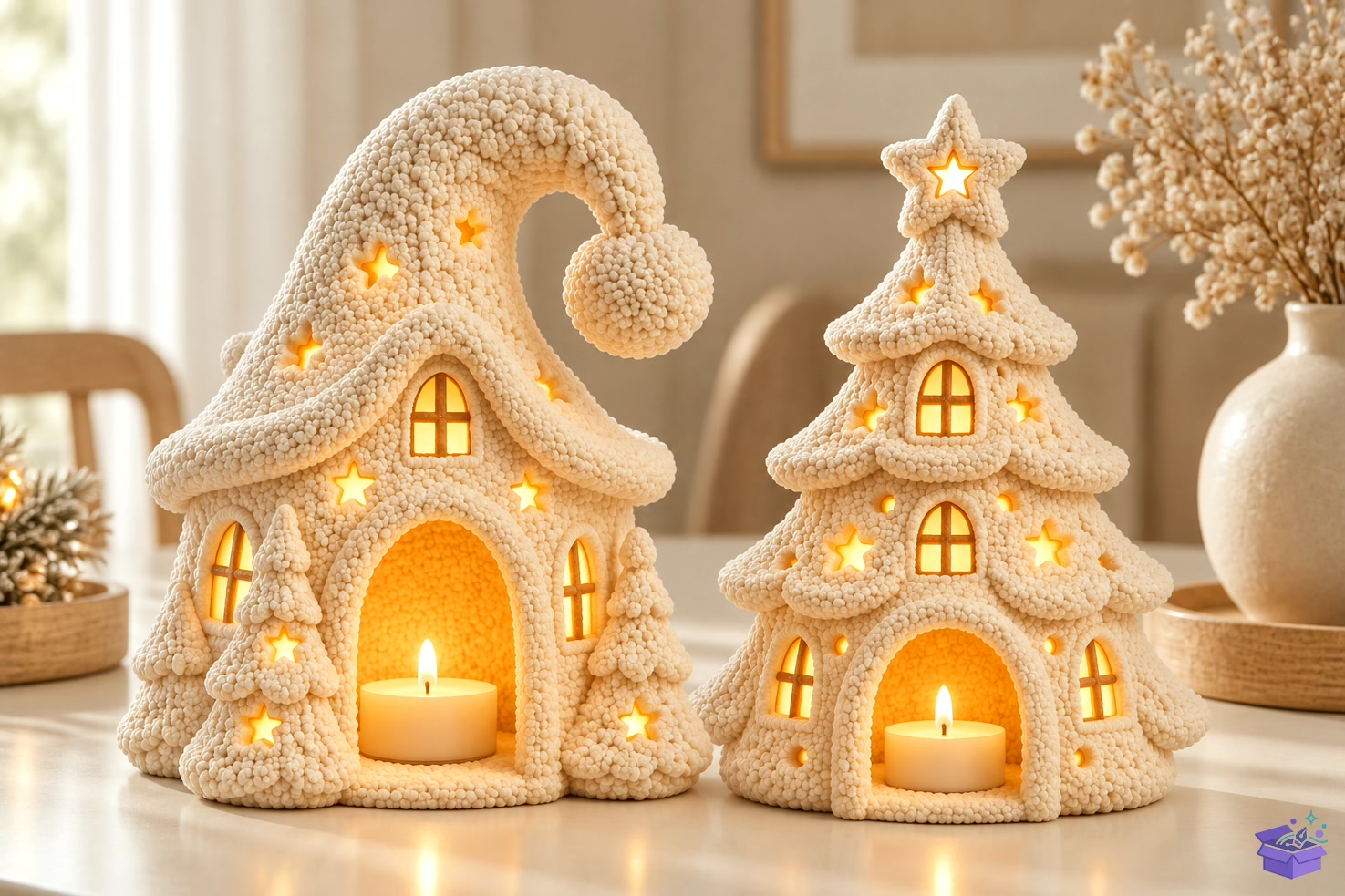 STL+3D Knitted Yılbaşı Candle Houses - 3D Baskı ve Model Dosyası (STL, OBJ, 3MF) önizleme 3