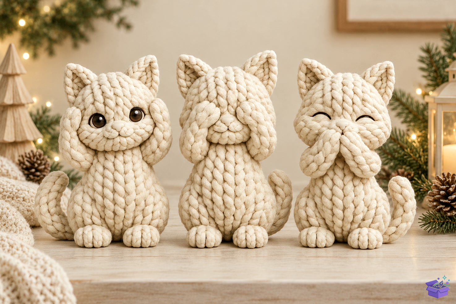 3D Baskı STL Knitted Kedi Trio Cute Kedi - 3D Baskı ve Model Dosyası (STL, OBJ, 3MF) önizleme 4