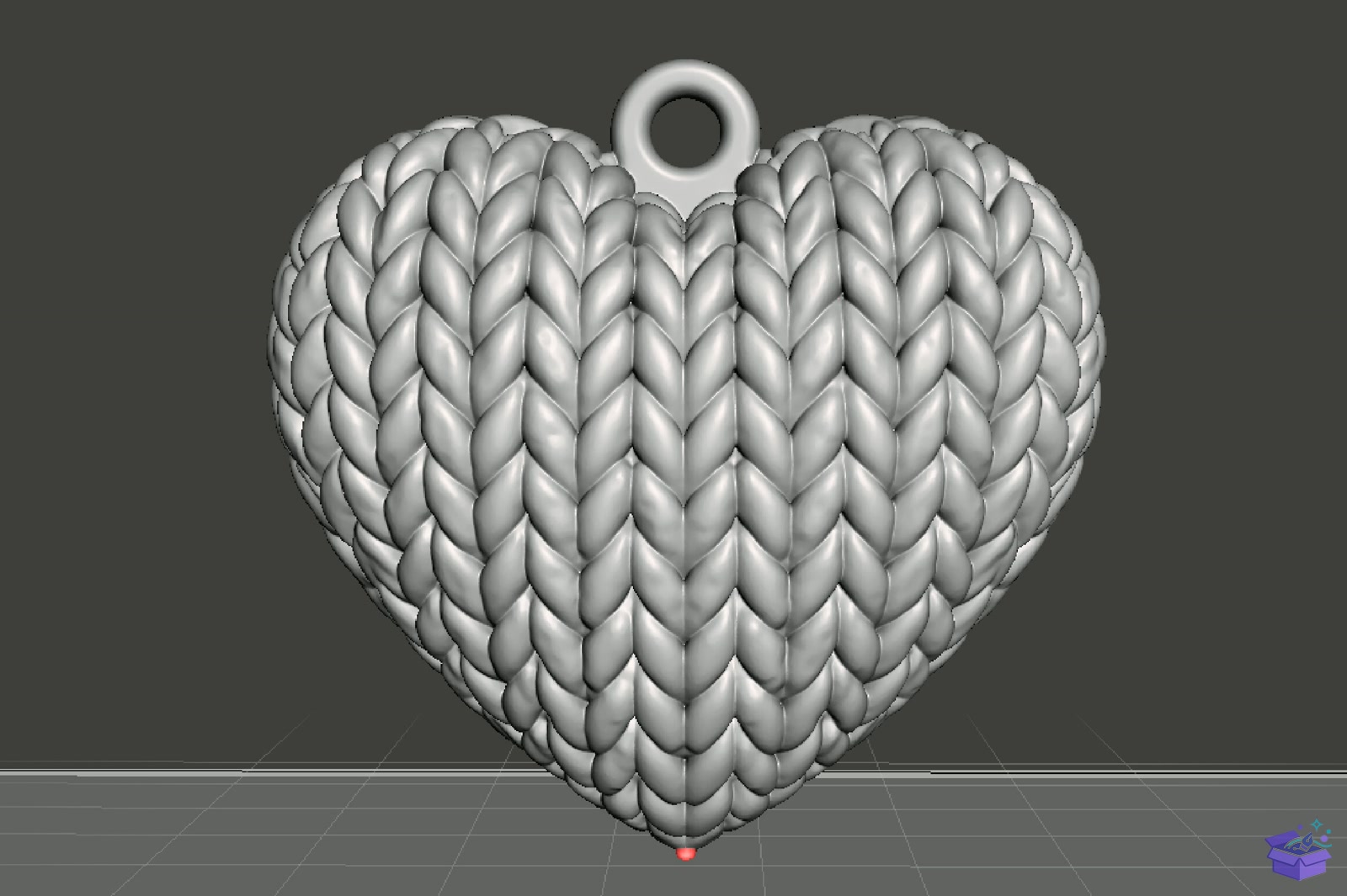 Crochet Kalp Temalı Anahtarlık 3D Baskı Model - 3D Baskı ve Model Dosyası (STL, OBJ, 3MF) önizleme 2
