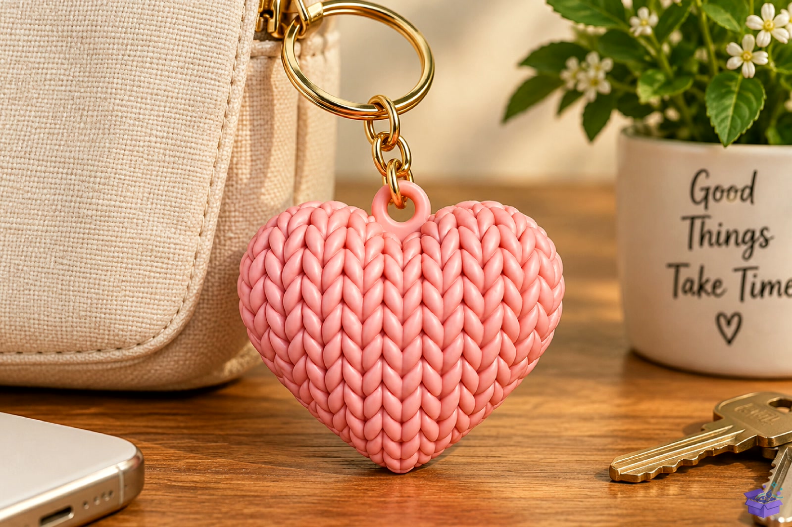Crochet Kalp Temalı Anahtarlık 3D Baskı Model - 3D Baskı ve Model Dosyası (STL, OBJ, 3MF) önizleme 4