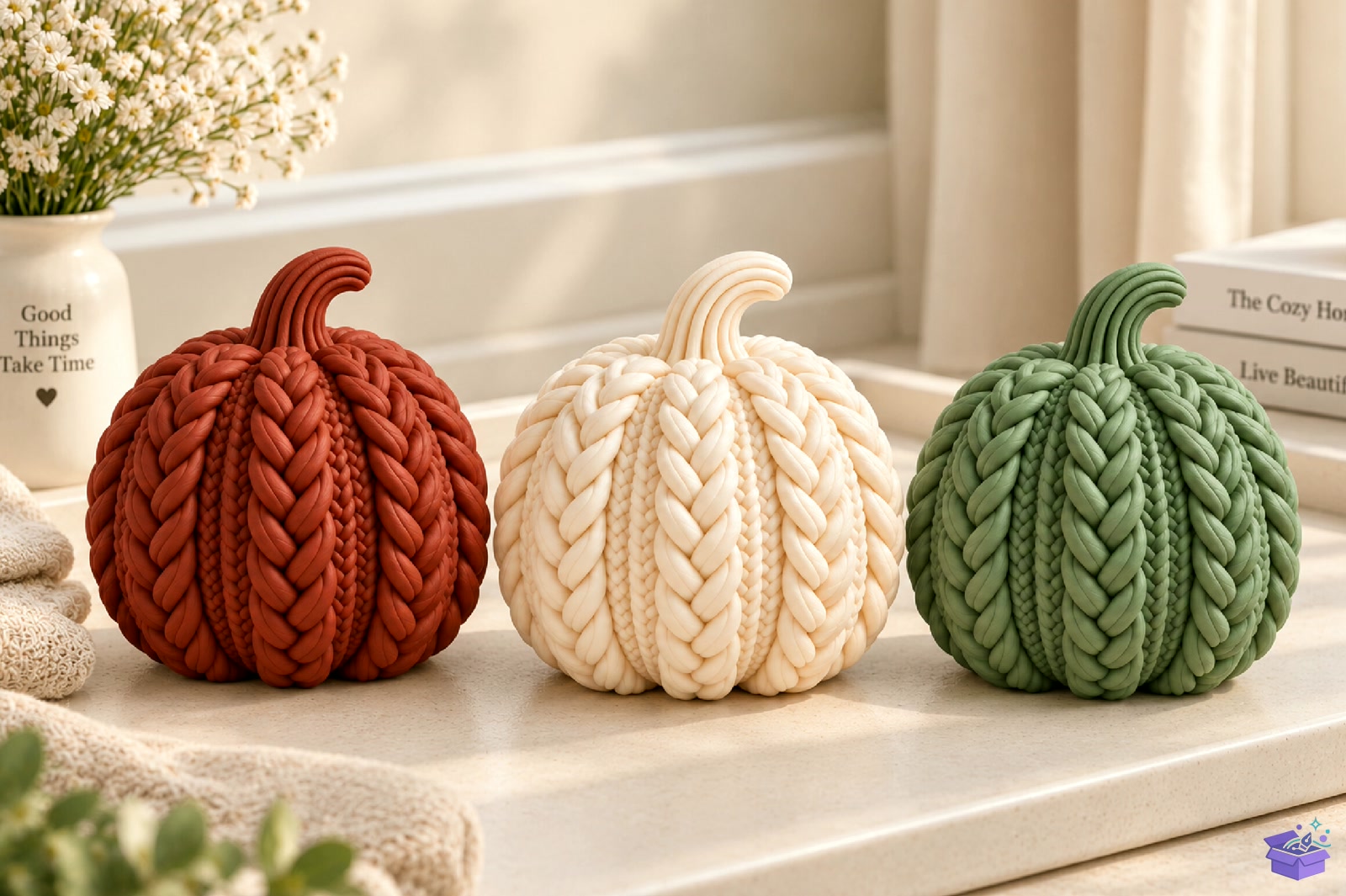 Decorative Autumn Pumpkins 3D STL - 3D Baskı ve Model Dosyası (STL, OBJ, 3MF) önizleme 2