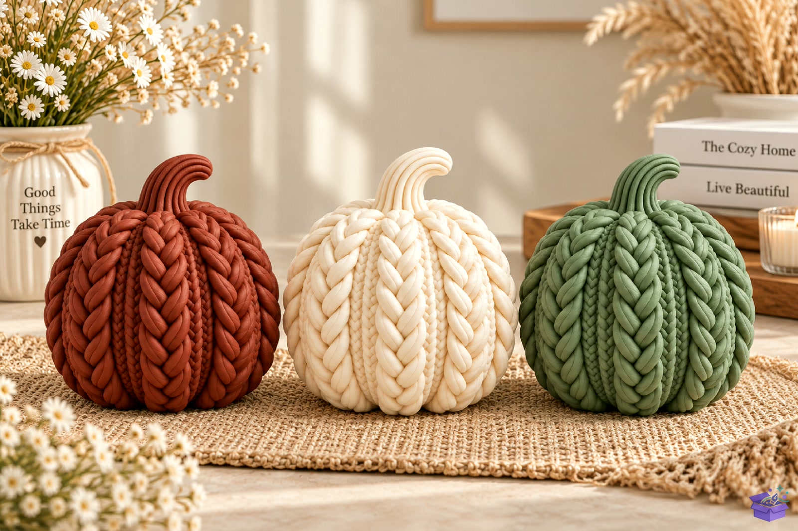 Decorative Autumn Pumpkins 3D STL - 3D Baskı ve Model Dosyası (STL, OBJ, 3MF) önizleme 3
