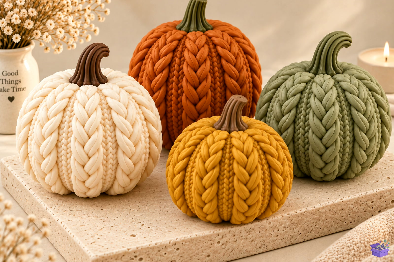 Decorative Autumn Pumpkins 3D STL - 3D Baskı ve Model Dosyası (STL, OBJ, 3MF) önizleme 4