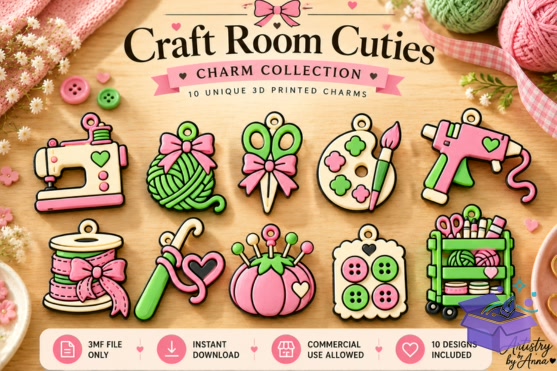 Craft Room Charms 3D Baskı 3MF File - 3D Baskı ve Model Dosyası (STL, OBJ, 3MF) önizleme 4