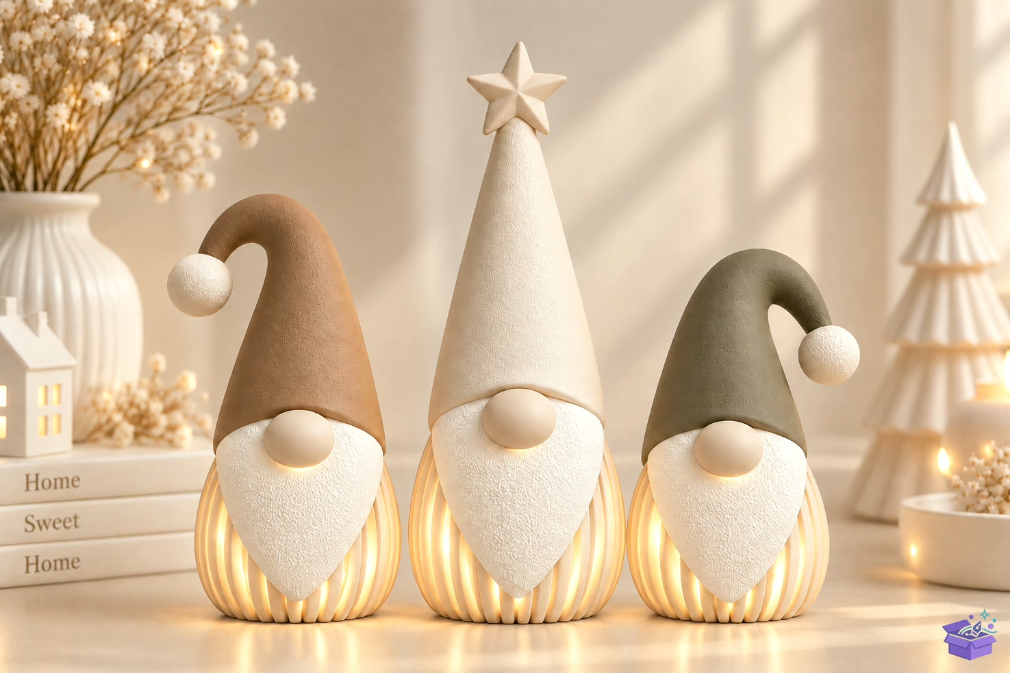 Yılbaşı Gnome Figurine STL 3D Baskı Se - 3D Baskı ve Model Dosyası (STL, OBJ, 3MF) önizleme 3