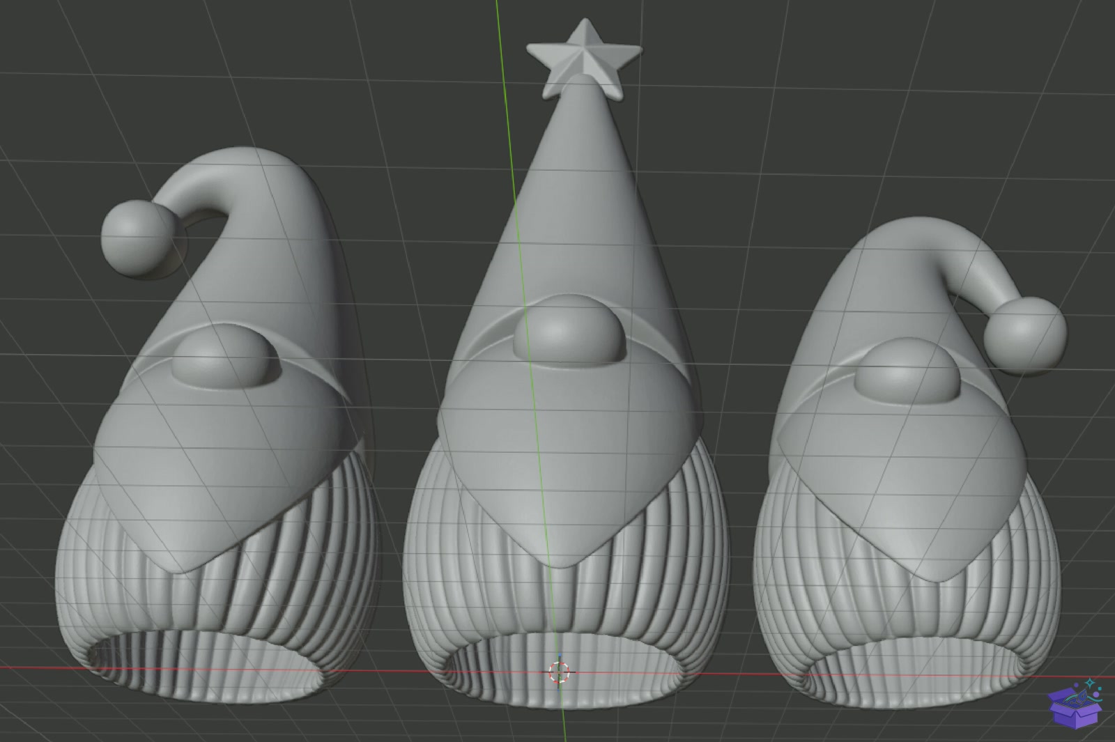 Yılbaşı Gnome Figurine STL 3D Baskı Se - 3D Baskı ve Model Dosyası (STL, OBJ, 3MF) önizleme 4