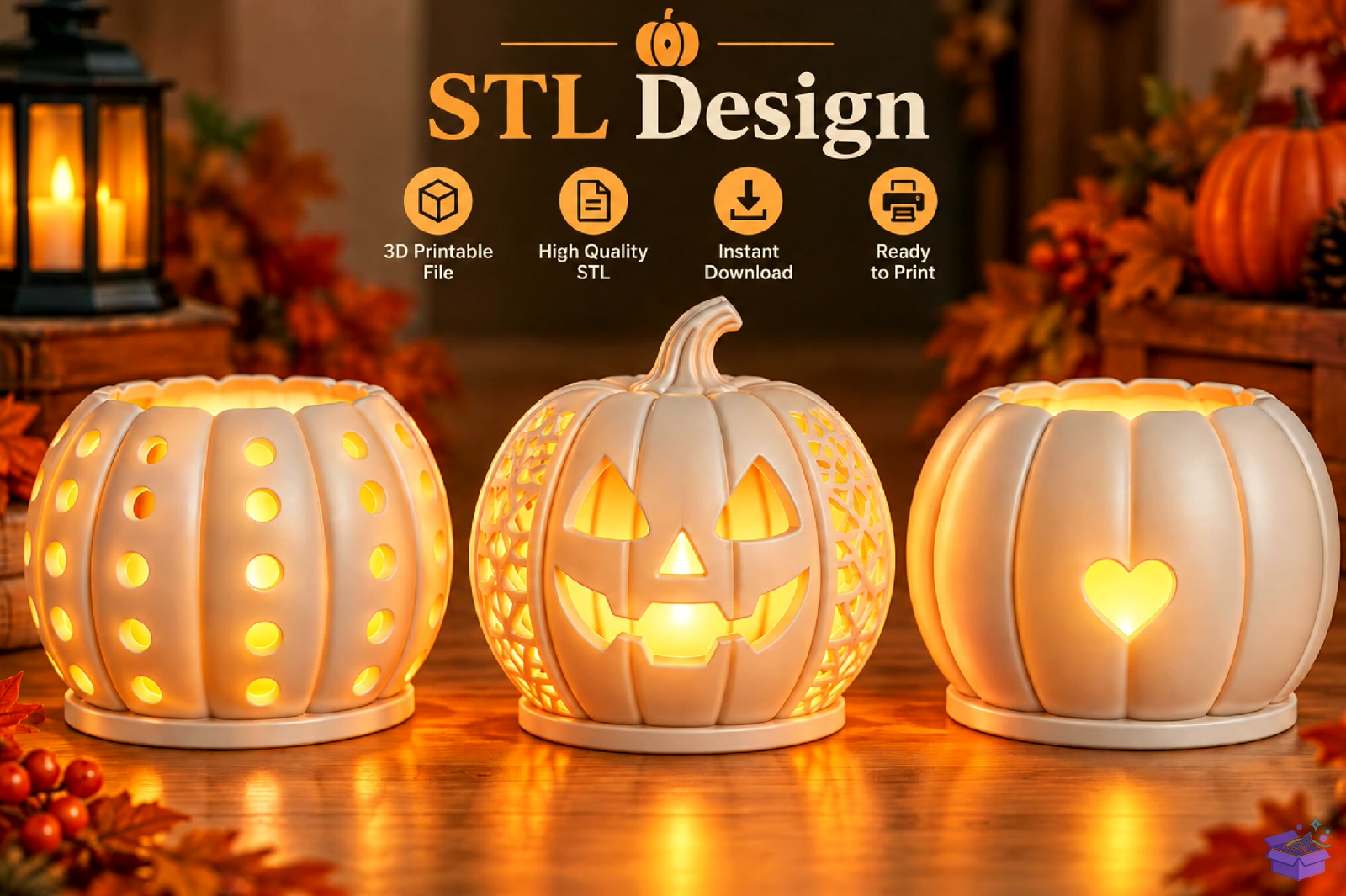 Cadılar Bayramı Pumpkin Fener STL - 3D Baskı ve Model Dosyası (STL, OBJ, 3MF) önizleme 4