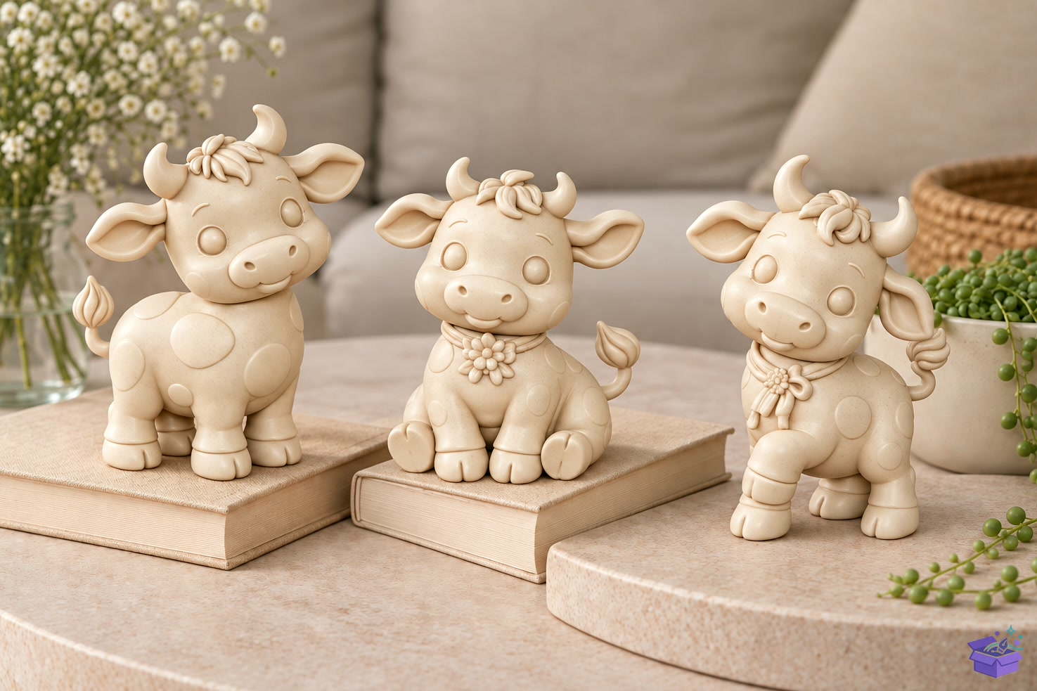 Cute Highland Cow Figurines 3D Baskı STL - 3D Baskı ve Model Dosyası (STL, OBJ, 3MF) önizleme 2