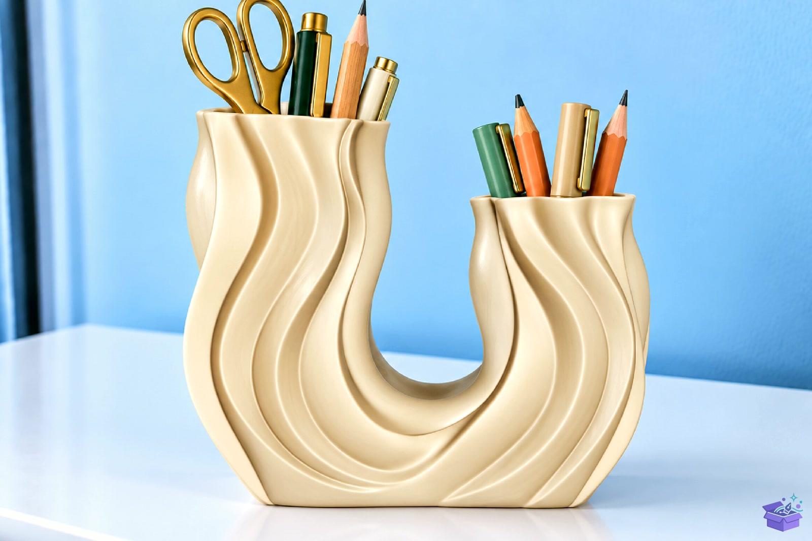 Wavy Ceramic Masaüstü Düzenleyici STL File - 3D Baskı ve Model Dosyası (STL, OBJ, 3MF) önizleme 2