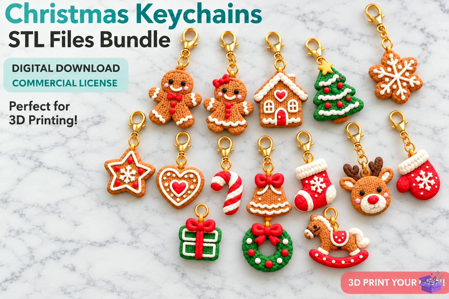 15 Gingerbread Yılbaşı Charm STL - 3D Baskı ve Model Dosyası (STL, OBJ, 3MF) önizleme 2