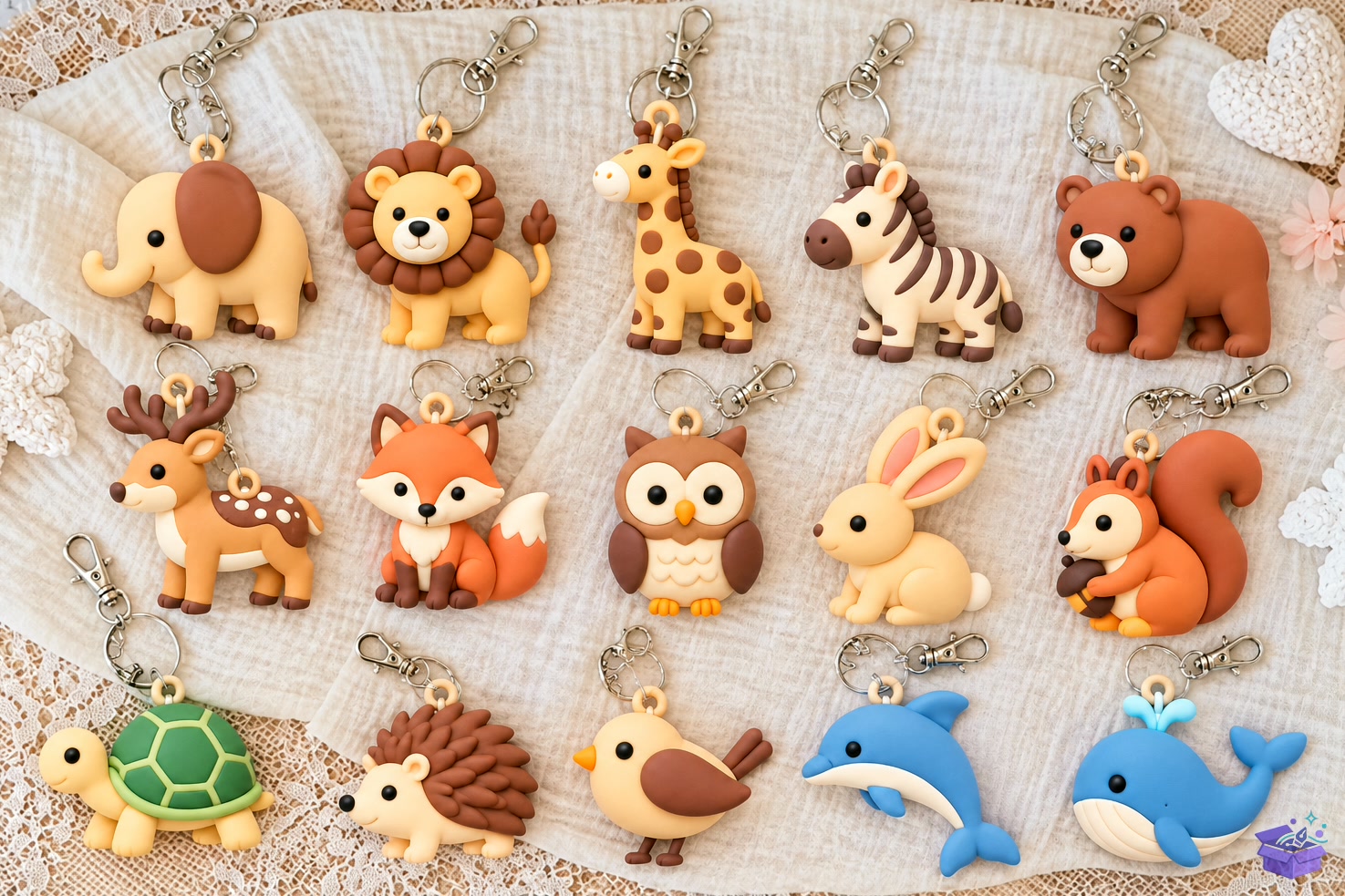 15 Cute Safari Animal Anahtarlık STL - 3D Baskı ve Model Dosyası (STL, OBJ, 3MF) önizleme 3