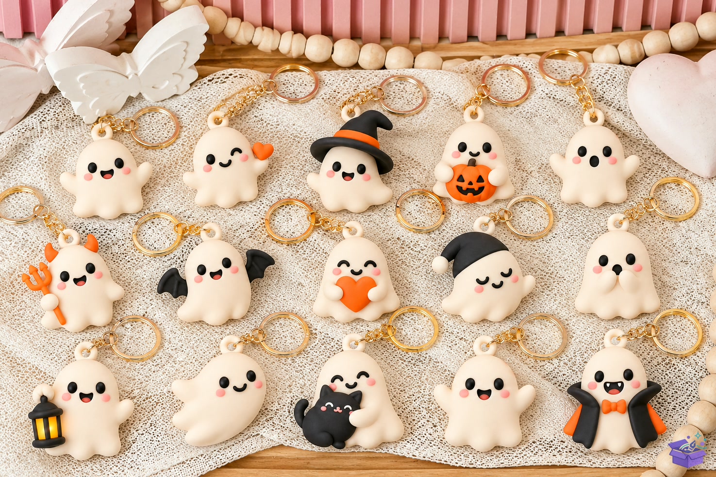 15 Cute Cadılar Bayramı Ghost Anahtarlık STL - 3D Baskı ve Model Dosyası (STL, OBJ, 3MF) önizleme 3