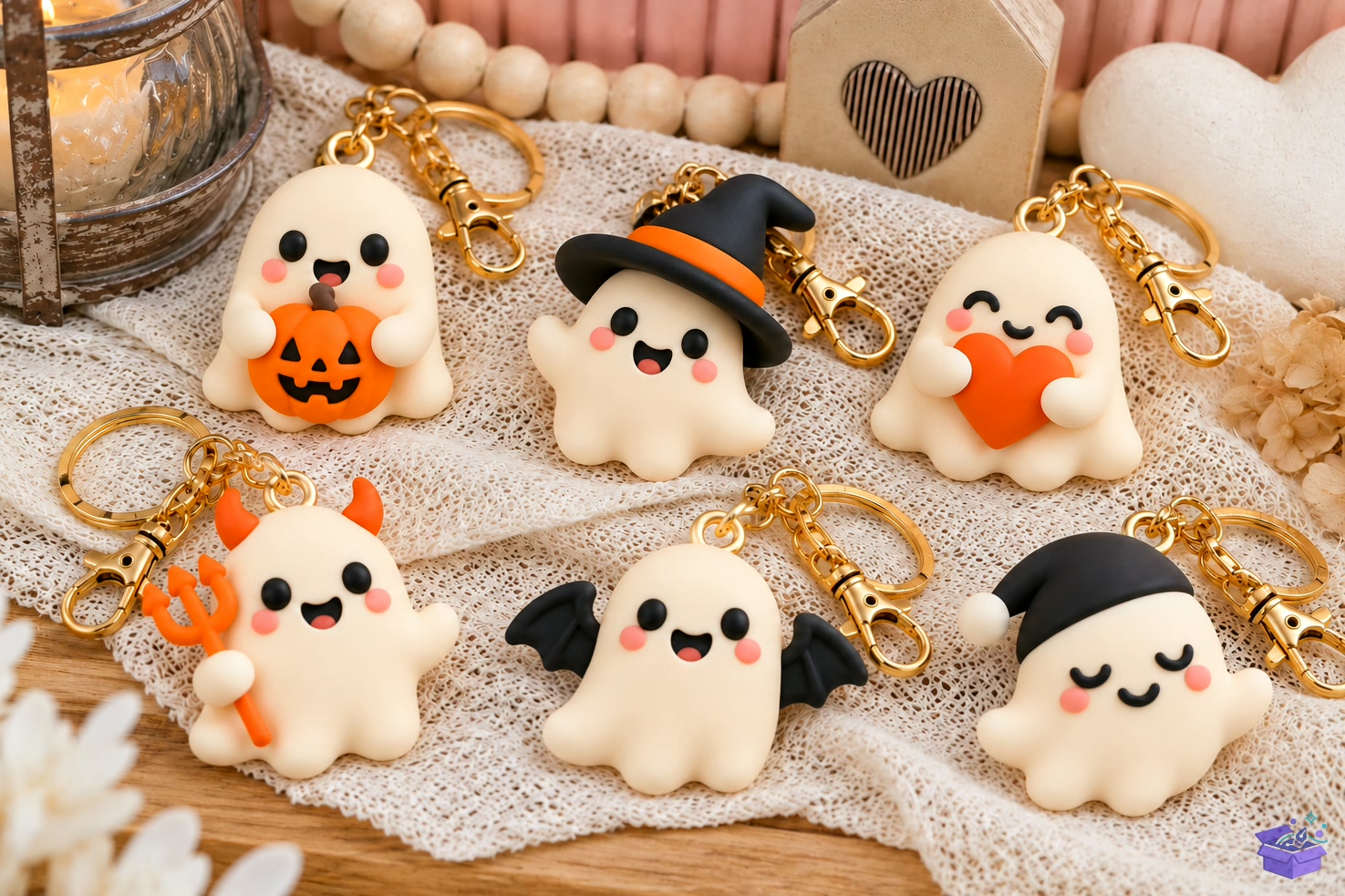 15 Cute Cadılar Bayramı Ghost Anahtarlık STL - 3D Baskı ve Model Dosyası (STL, OBJ, 3MF) önizleme 4