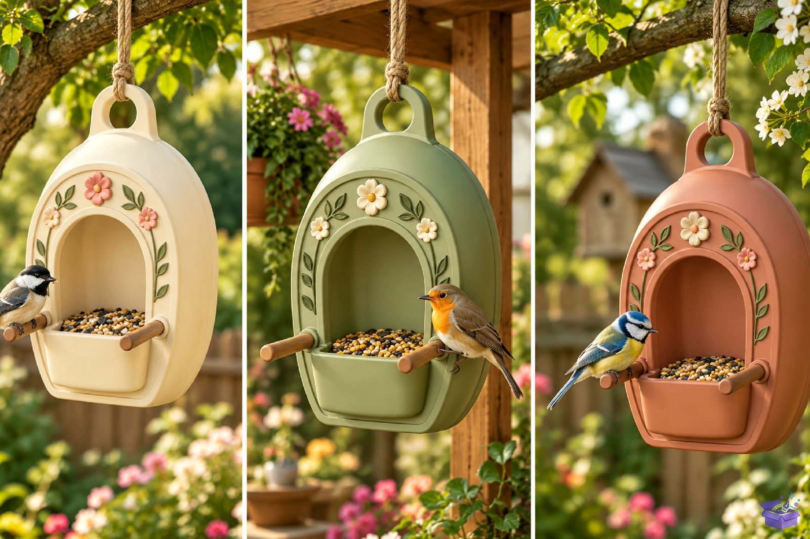 Modern Floral Kuş Figürü Feeder 3D STL - 3D Baskı ve Model Dosyası (STL, OBJ, 3MF) önizleme 2