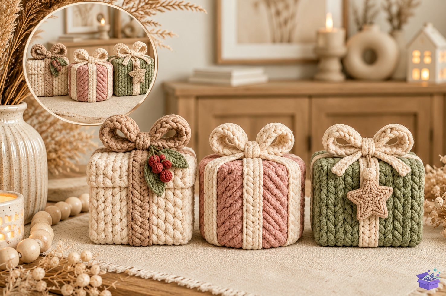 Knitted Yılbaşı Gift Kutu STL - 3D Baskı ve Model Dosyası (STL, OBJ, 3MF) önizleme 3