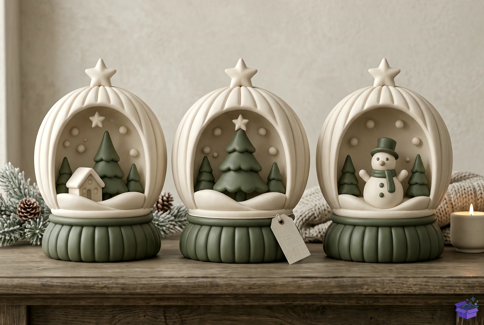 Yılbaşı Snow Globe Decor Trio STL - 3D Baskı ve Model Dosyası (STL, OBJ, 3MF) önizleme 2