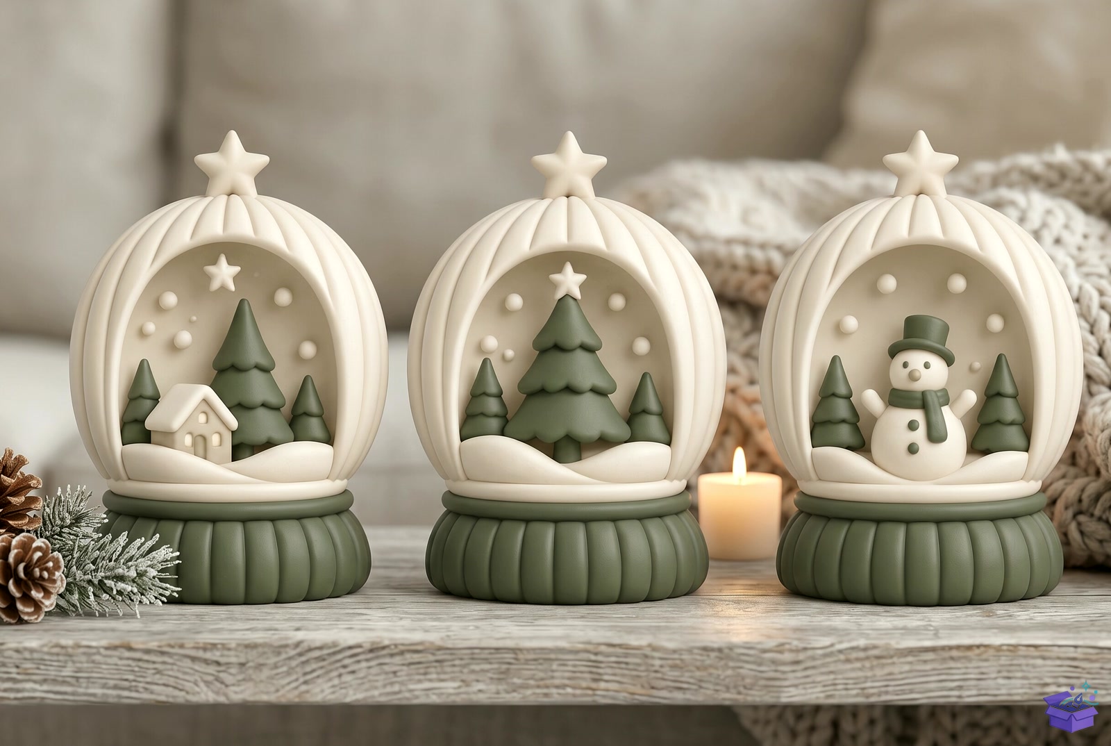 Yılbaşı Snow Globe Decor Trio STL - 3D Baskı ve Model Dosyası (STL, OBJ, 3MF) önizleme 3