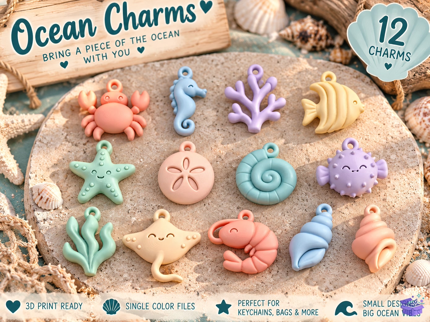 Ocean Charms STL - 3D Baskı ve Model Dosyası (STL, OBJ, 3MF) önizleme 5