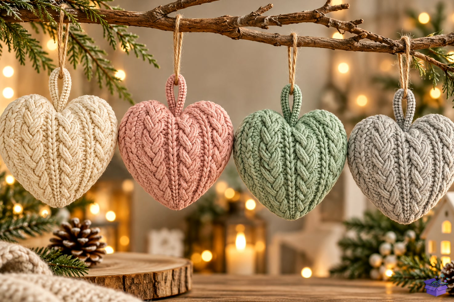 3D STL Knitted Kalp Temalı Yılbaşı Ağaç Süsü - 3D Baskı ve Model Dosyası (STL, OBJ, 3MF) önizleme 3