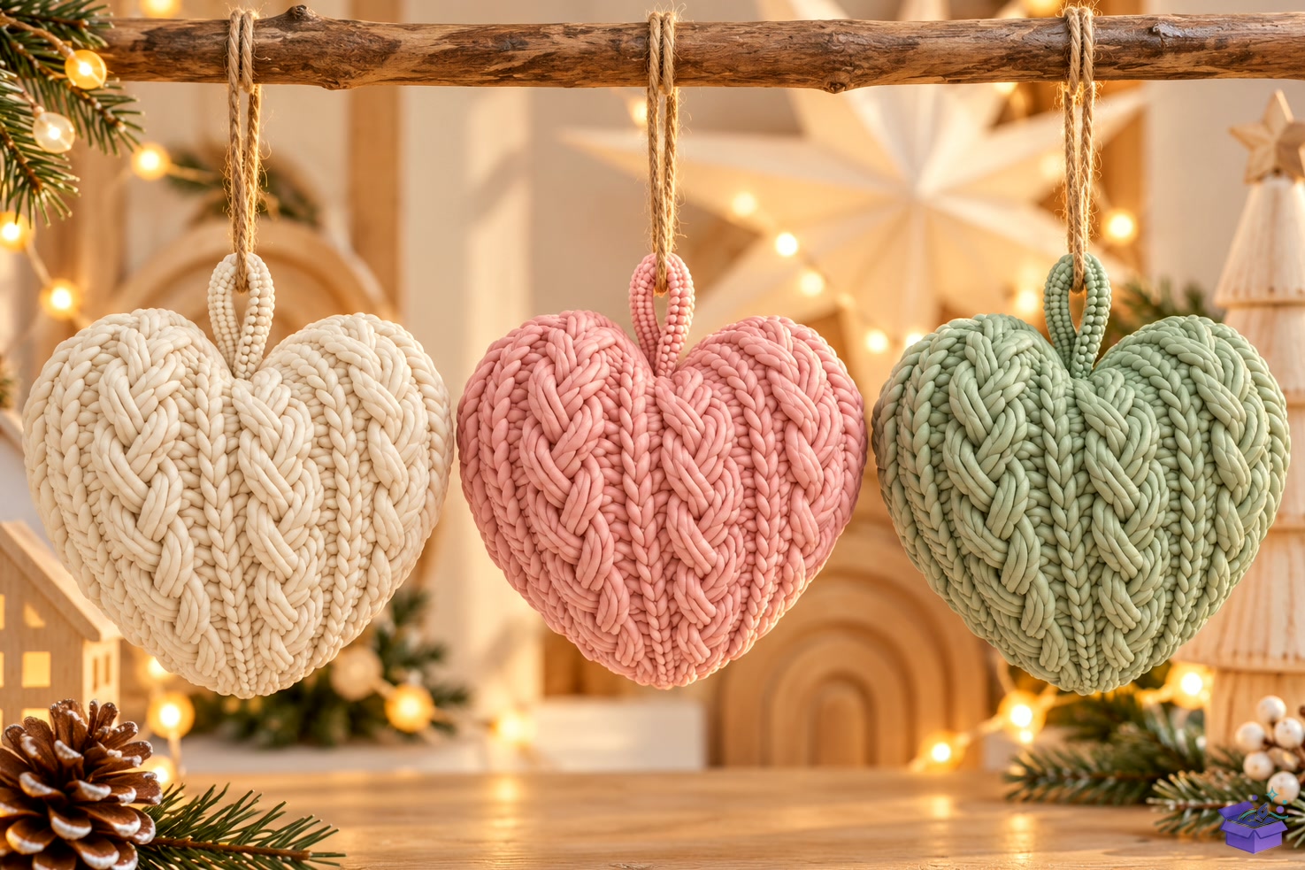 3D STL Knitted Kalp Temalı Yılbaşı Ağaç Süsü - 3D Baskı ve Model Dosyası (STL, OBJ, 3MF) önizleme 4