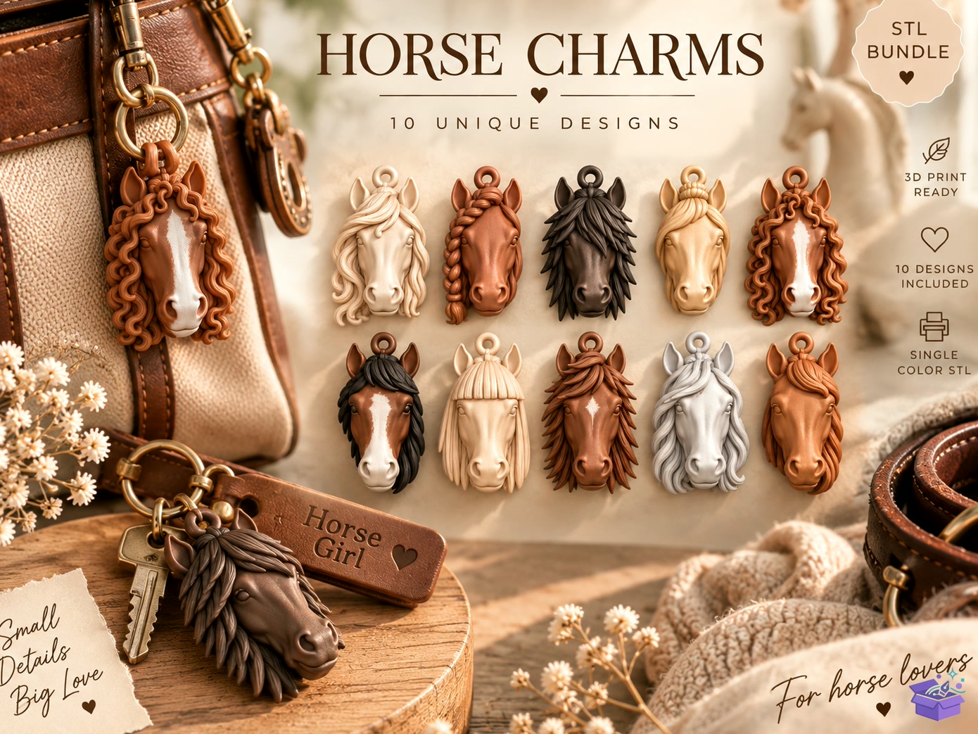 At Charms STL 10 At Head - 3D Baskı ve Model Dosyası (STL, OBJ, 3MF) önizleme 2