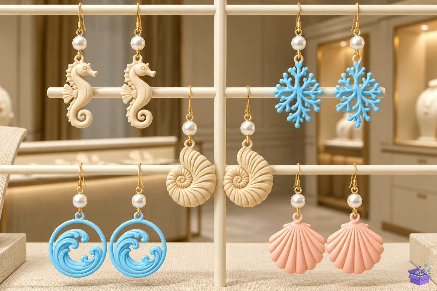 Ocean Seashell Küpe STL - 3D Baskı ve Model Dosyası (STL, OBJ, 3MF) önizleme 3