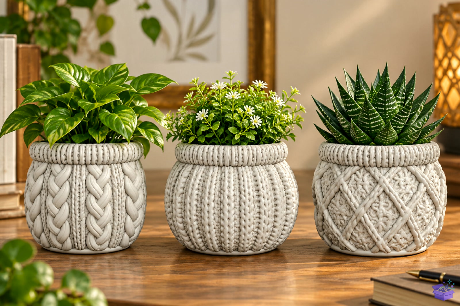 Knitted Texture Saksı Tasarımı Pot STL Fil - 3D Baskı ve Model Dosyası (STL, OBJ, 3MF) önizleme 2