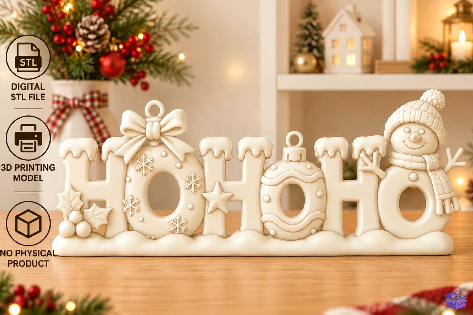 Yılbaşı HO HO HO 3D STL File - 3D Baskı ve Model Dosyası (STL, OBJ, 3MF) önizleme 4