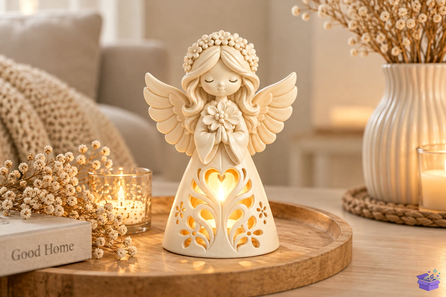 3D Baskı Floral Angel Mumluk STL - 3D Baskı ve Model Dosyası (STL, OBJ, 3MF) önizleme 2