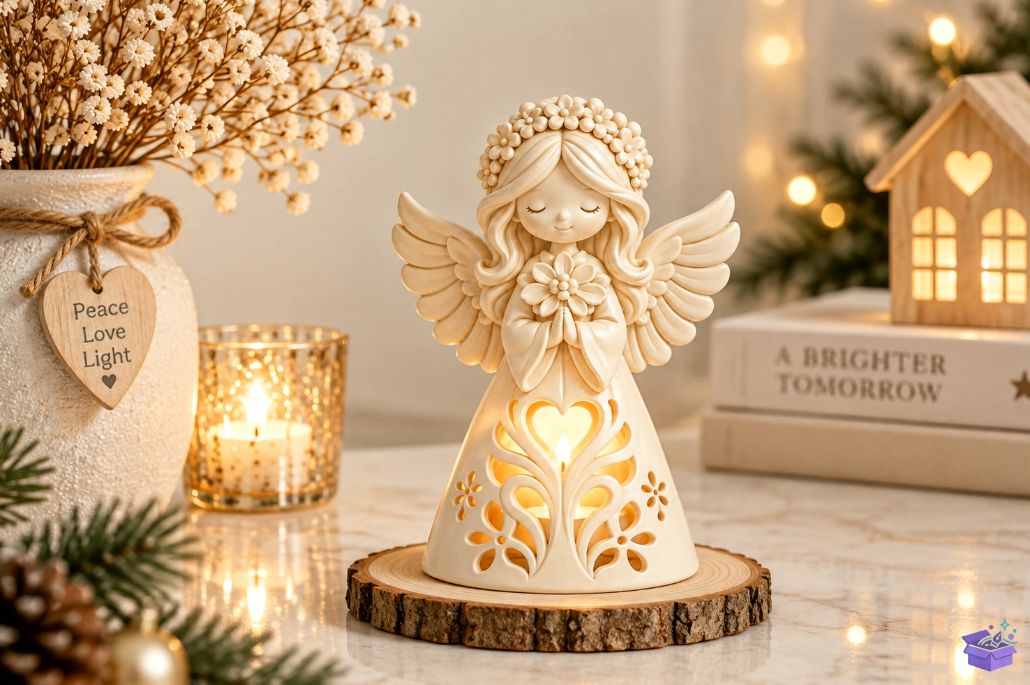 3D Baskı Floral Angel Mumluk STL - 3D Baskı ve Model Dosyası (STL, OBJ, 3MF) önizleme 3