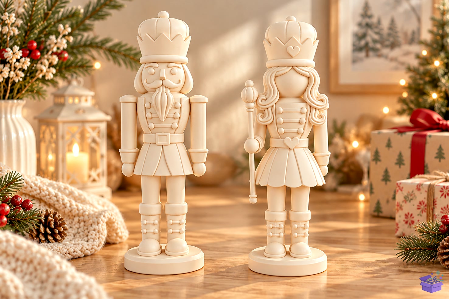 Yılbaşı Nutcracker Couple 3D Baskı - 3D Baskı ve Model Dosyası (STL, OBJ, 3MF) önizleme 4