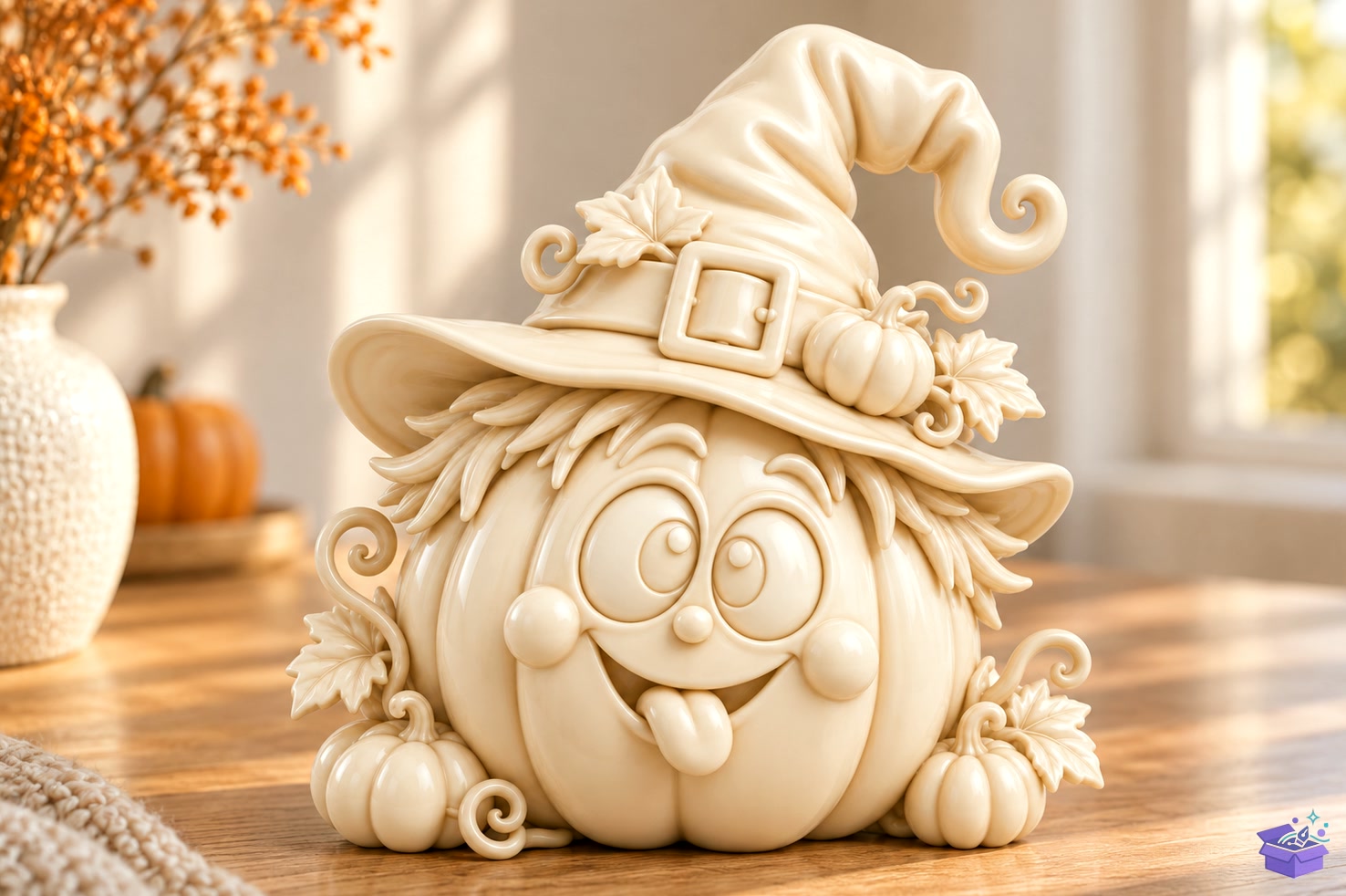 Witch Pumpkin STL Whimsical 3D Baskı - 3D Baskı ve Model Dosyası (STL, OBJ, 3MF) önizleme 2