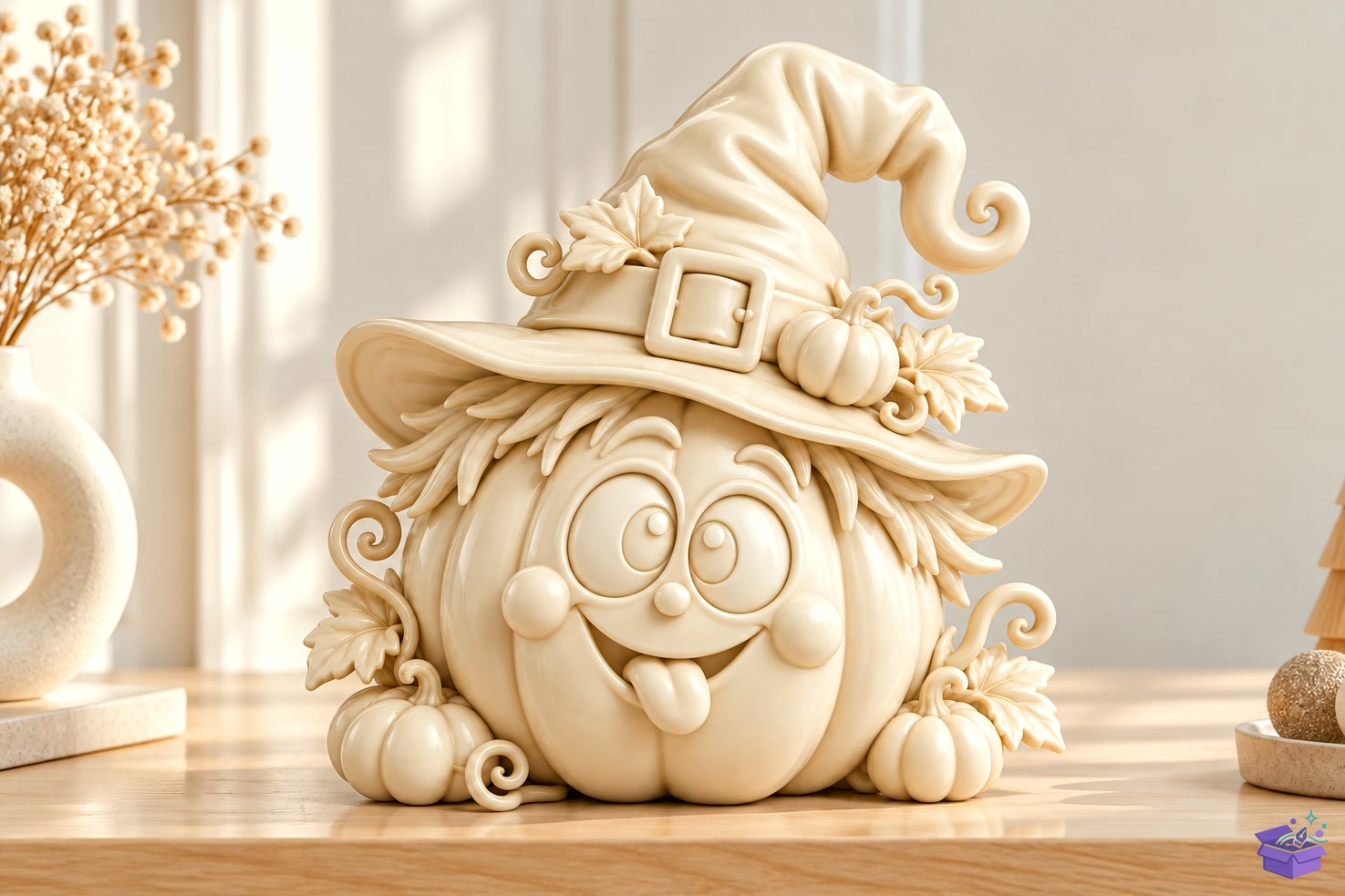 Witch Pumpkin STL Whimsical 3D Baskı - 3D Baskı ve Model Dosyası (STL, OBJ, 3MF) önizleme 4