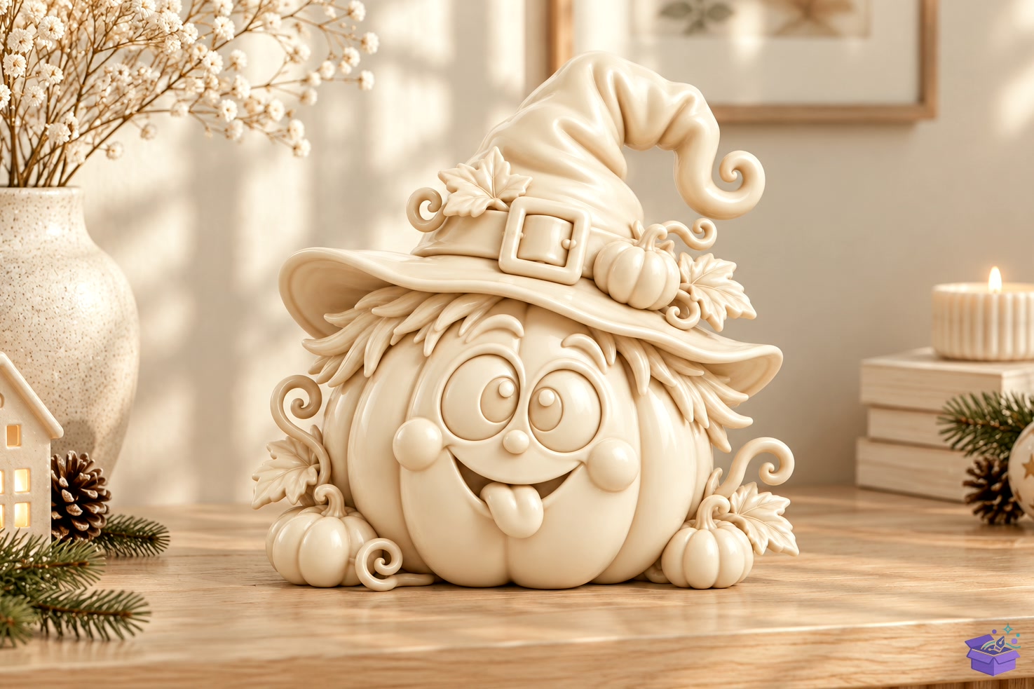 Witch Pumpkin STL Whimsical 3D Baskı - 3D Baskı ve Model Dosyası (STL, OBJ, 3MF) önizleme 5