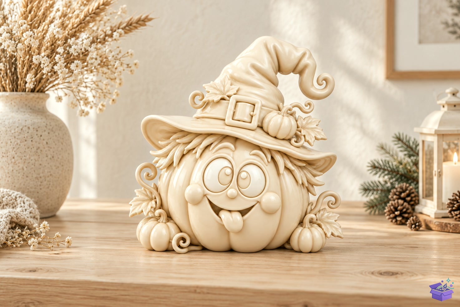 Witch Pumpkin STL Whimsical 3D Baskı - 3D Baskı ve Model Dosyası (STL, OBJ, 3MF) önizleme 6