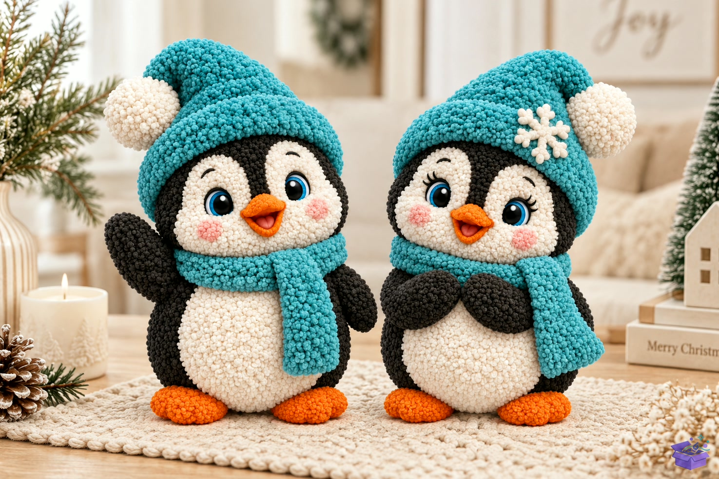 Örgü Görünümlü Penguen İkilisi - 3D Baskı ve Model Dosyası (STL) - Vektörel Tasarım ve İndirilebilir Çizim Dosyası