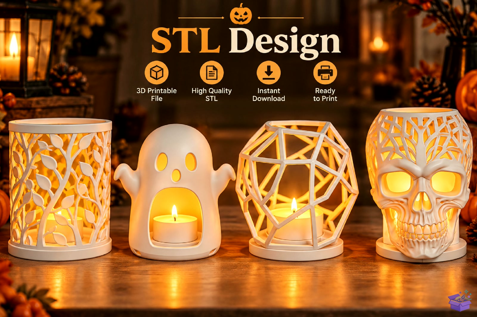 Cadılar Bayramı Mumluk STL - 3D Baskı ve Model Dosyası (STL, OBJ, 3MF) önizleme 4