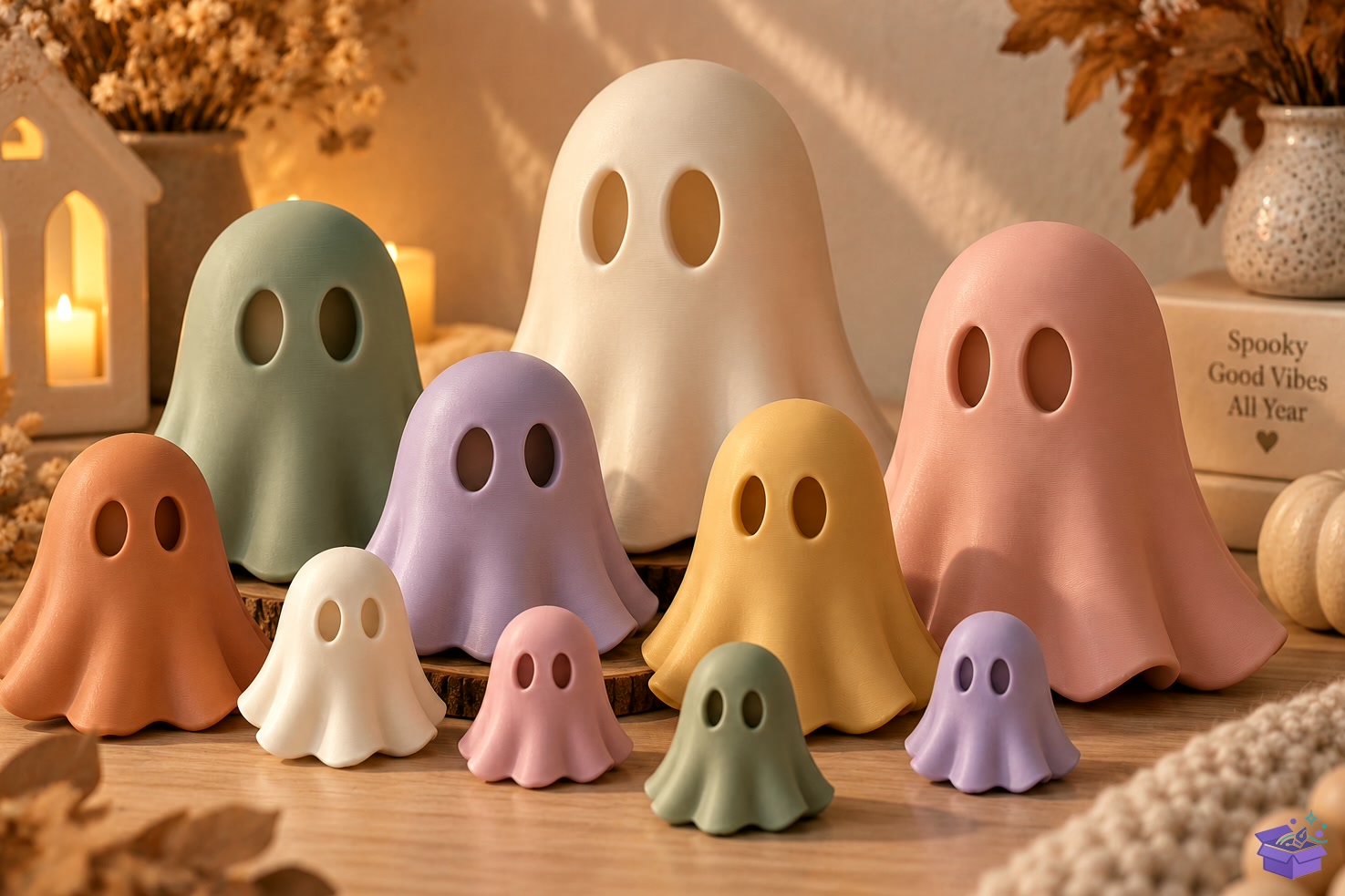 Cute Ghost STL Minimalist Cadılar Bayramı - 3D Baskı ve Model Dosyası (STL, OBJ, 3MF) önizleme 5