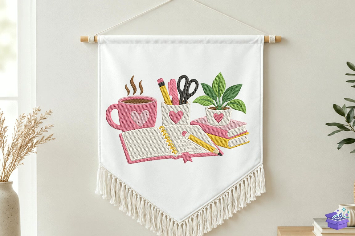 Öğretmen Masası Nakış Tasarımı - Makine Nakış Deseni (SVG, DXF, EPS, PNG) önizleme 3
