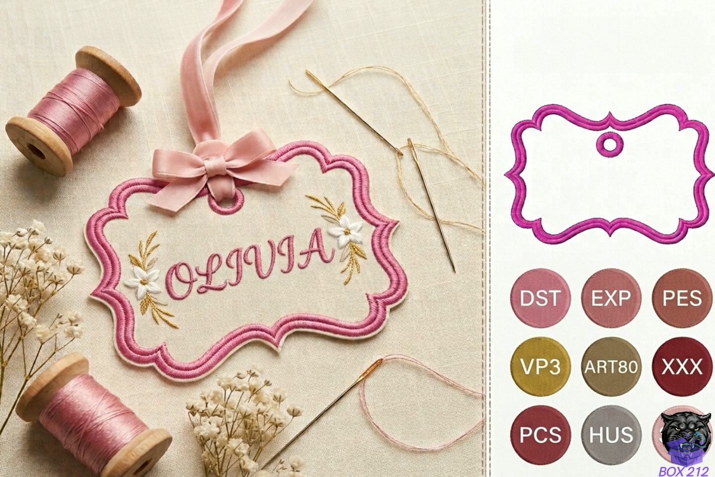 Personalized Name Tag Nakış - Makine Nakış Deseni (SVG, DXF, EPS, PNG) önizleme 3