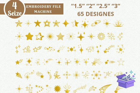 65 Stars Nakış Designs Embrodery - Makine Nakış Deseni (SVG, DXF, EPS, PNG) - Nakış Desenleri İndir (DXF, SVG, EPS)