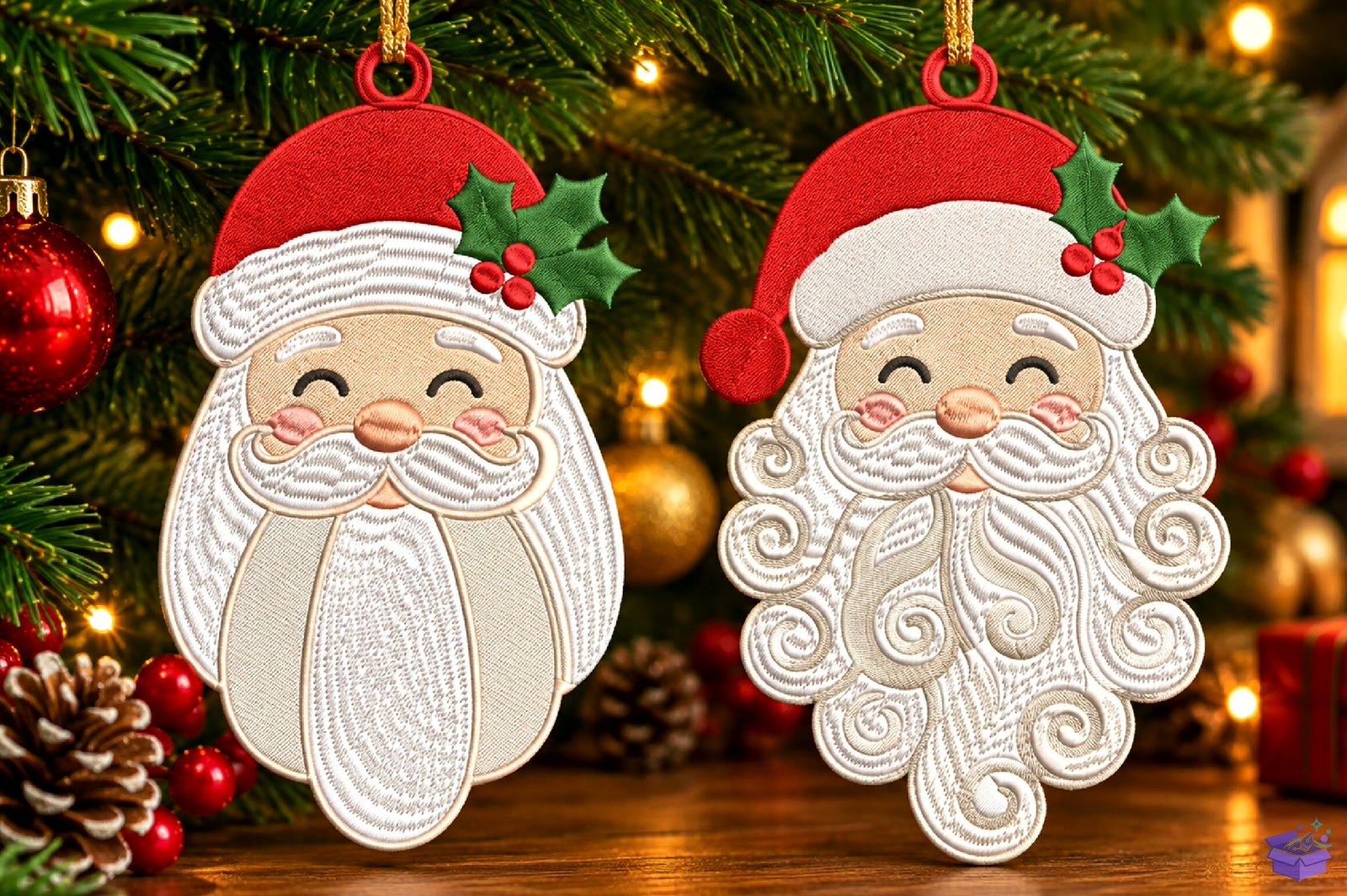 Santa Gnome Yılbaşı Ağaç Süsü - Makine Nakış Deseni (SVG, DXF, EPS, PNG) - Nakış Desenleri İndir (DXF, SVG, EPS)
