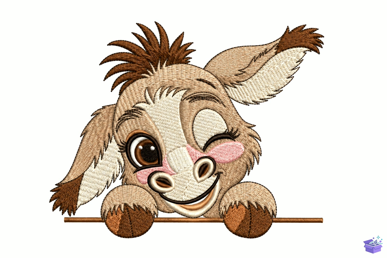 Baby Donkey Peeking Nakış Design - Makine Nakış Deseni (SVG, DXF, EPS, PNG) - Nakış Desenleri İndir (DXF, SVG, EPS)