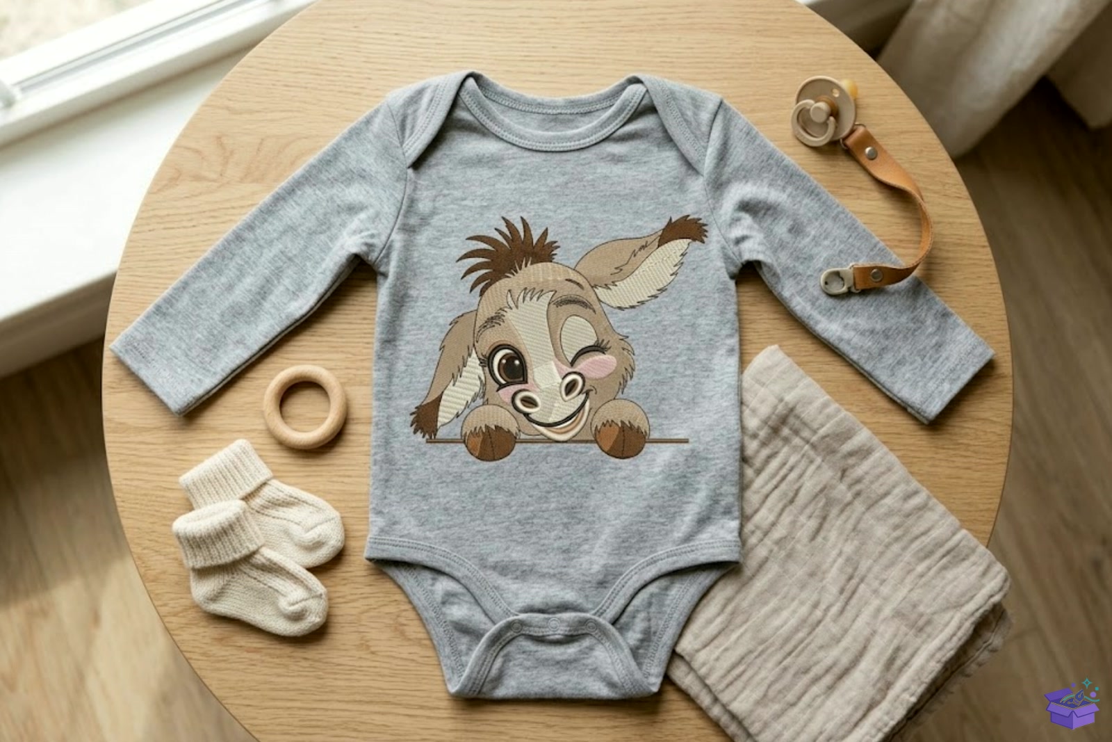 Baby Donkey Peeking Nakış Design - Makine Nakış Deseni (SVG, DXF, EPS, PNG) önizleme 2