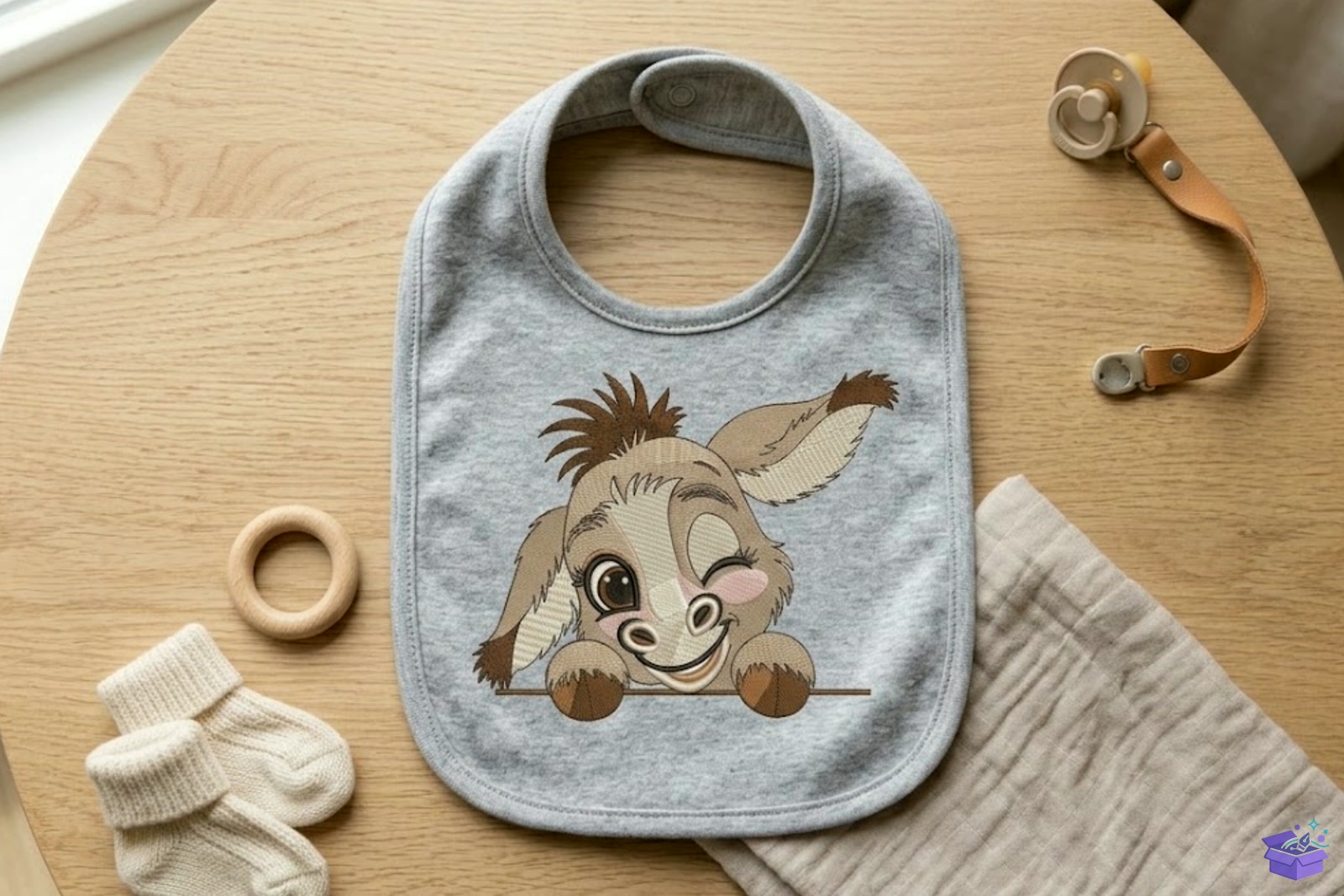 Baby Donkey Peeking Nakış Design - Makine Nakış Deseni (SVG, DXF, EPS, PNG) önizleme 3