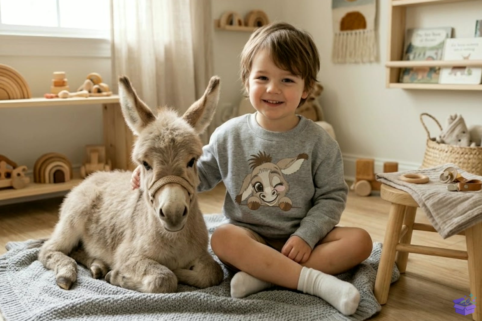 Baby Donkey Peeking Nakış Design - Makine Nakış Deseni (SVG, DXF, EPS, PNG) önizleme 4