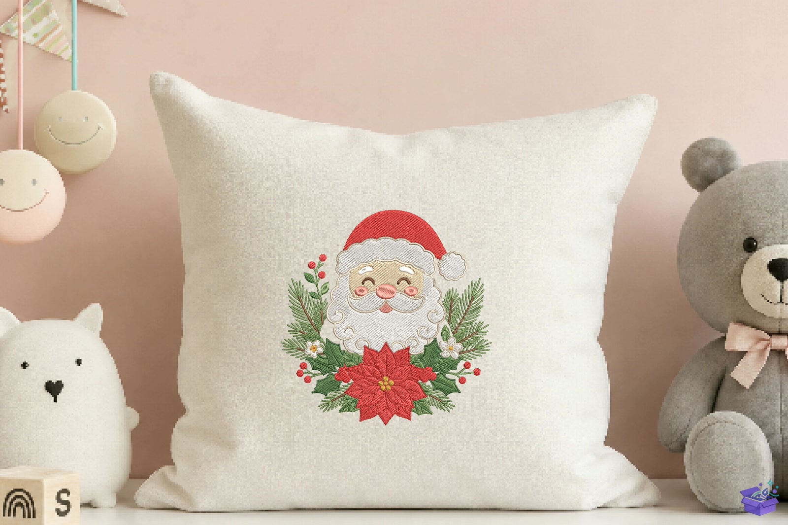 Yılbaşı Santa Floral Nakış Design - Makine Nakış Deseni (SVG, DXF, EPS, PNG) önizleme 2