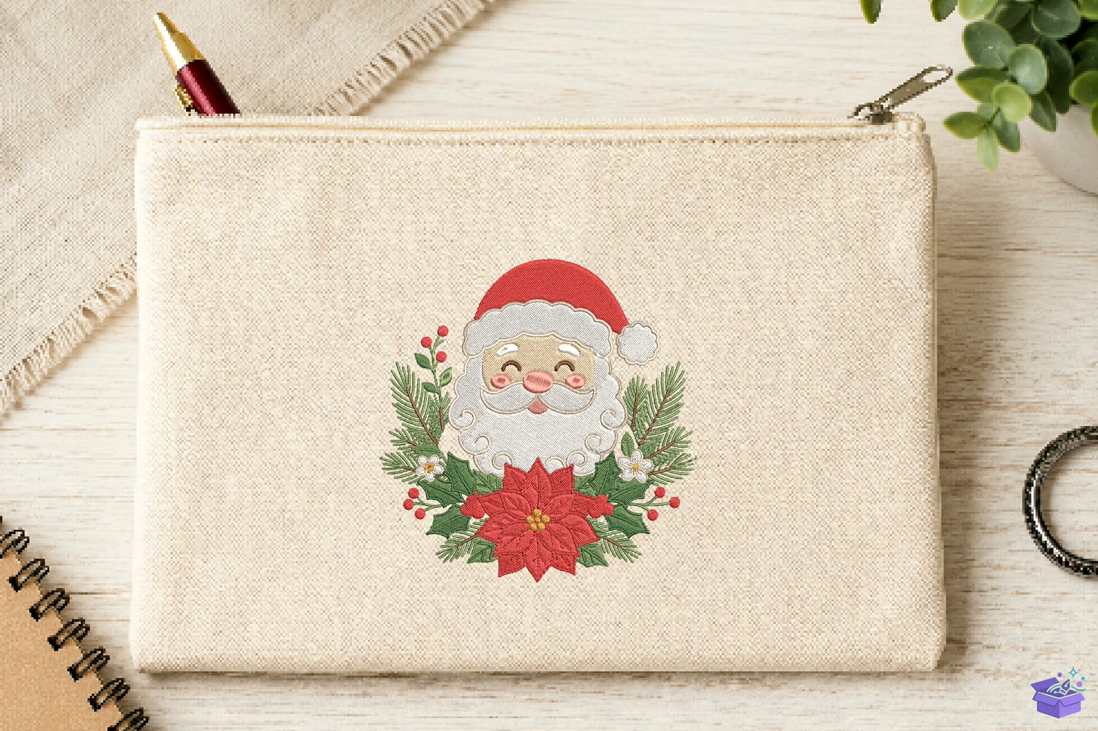 Yılbaşı Santa Floral Nakış Design - Makine Nakış Deseni (SVG, DXF, EPS, PNG) önizleme 4