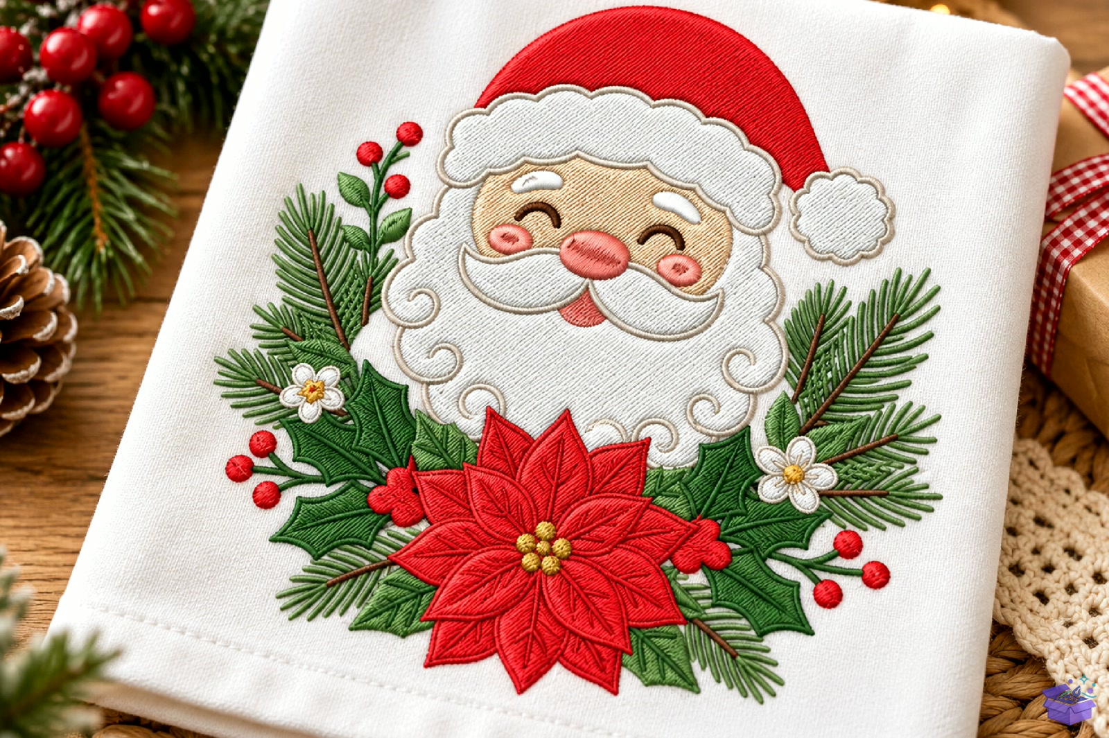 Yılbaşı Santa Floral Nakış Design - Makine Nakış Deseni (SVG, DXF, EPS, PNG) önizleme 5