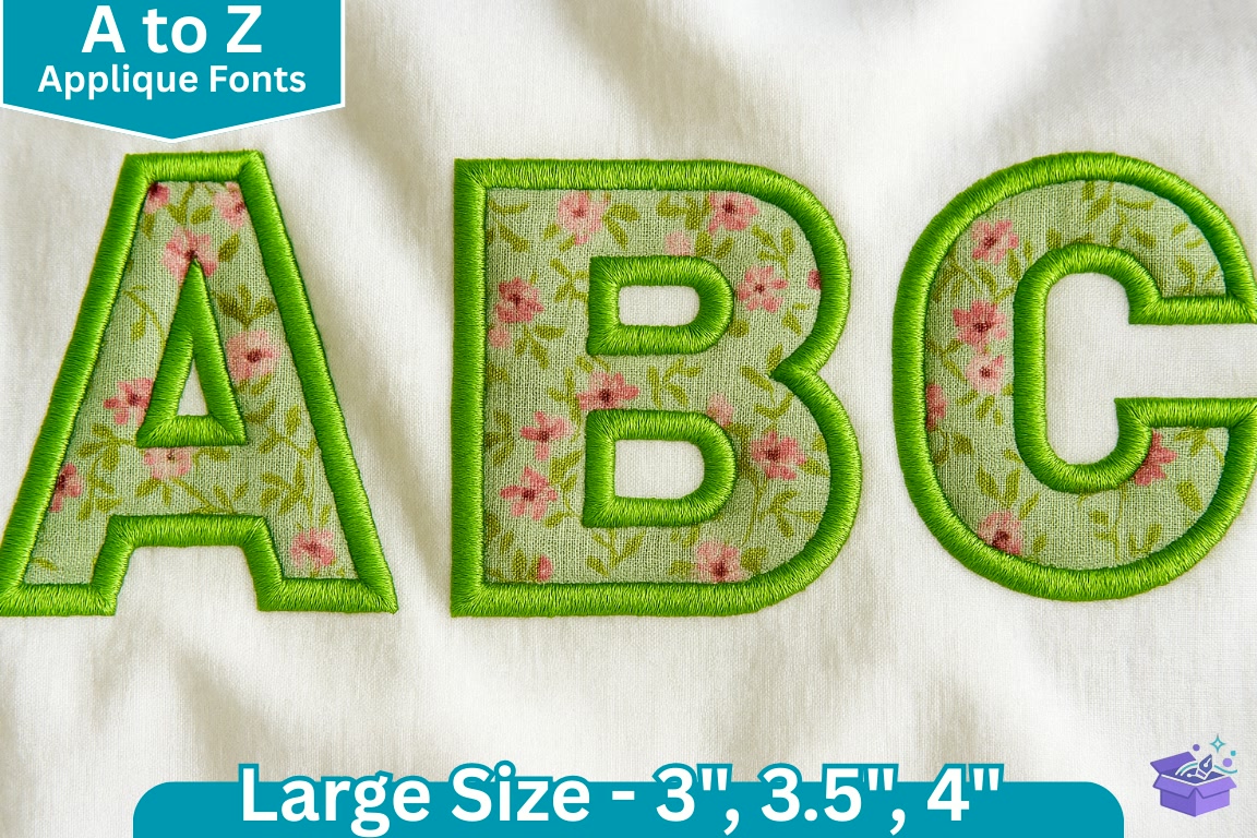 Bold Applique Block Nakış Yazı Tipi - Makine Nakış Deseni (SVG, DXF, EPS, PNG) önizleme 3